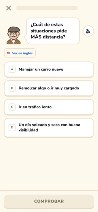 Pregunta de práctica con voz