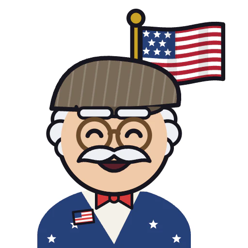 El Abuelito con la bandera de Estados Unidos